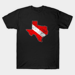 Vintage Dive Texas Scuba Diving State Map Dive Flag Distressed T-Shirt
